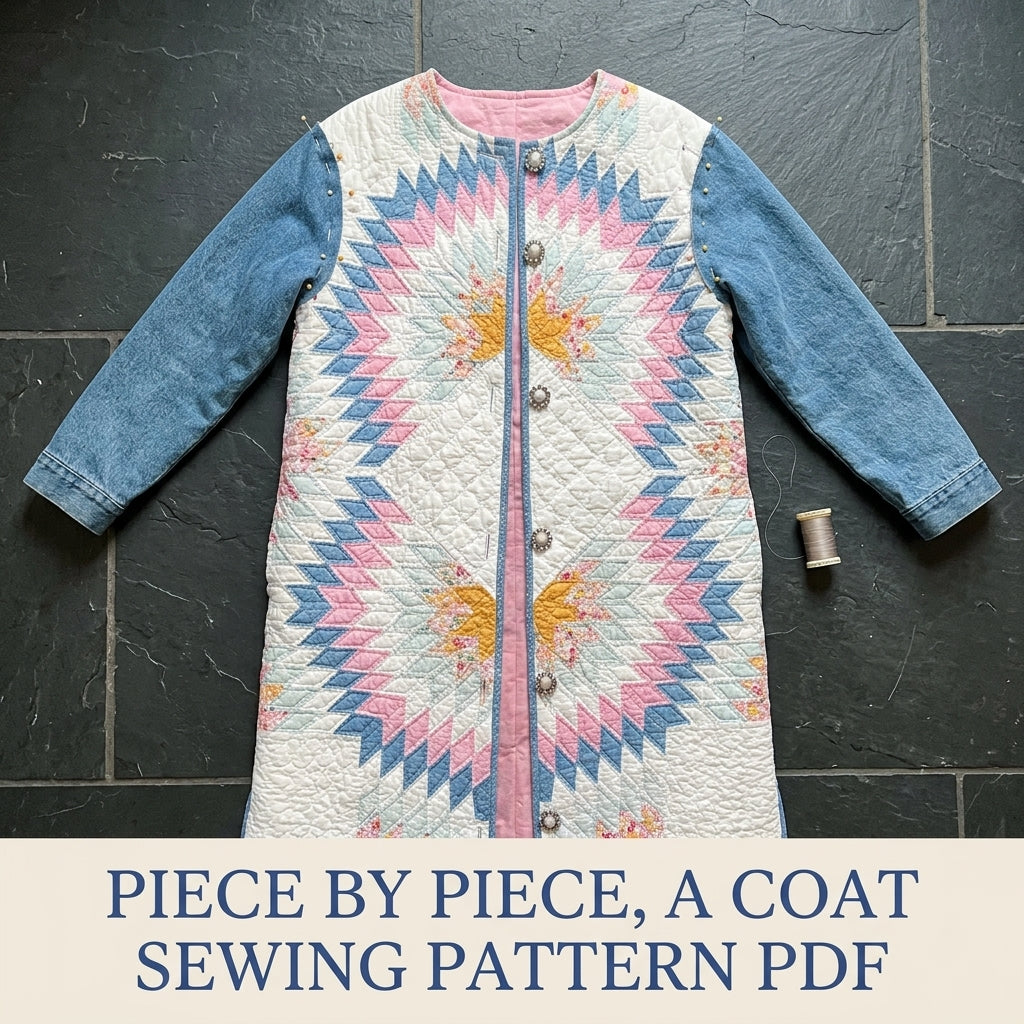 Lone Star Denim Quilt Coat Sewing Pattern PDF – Long Coat from a Quilt