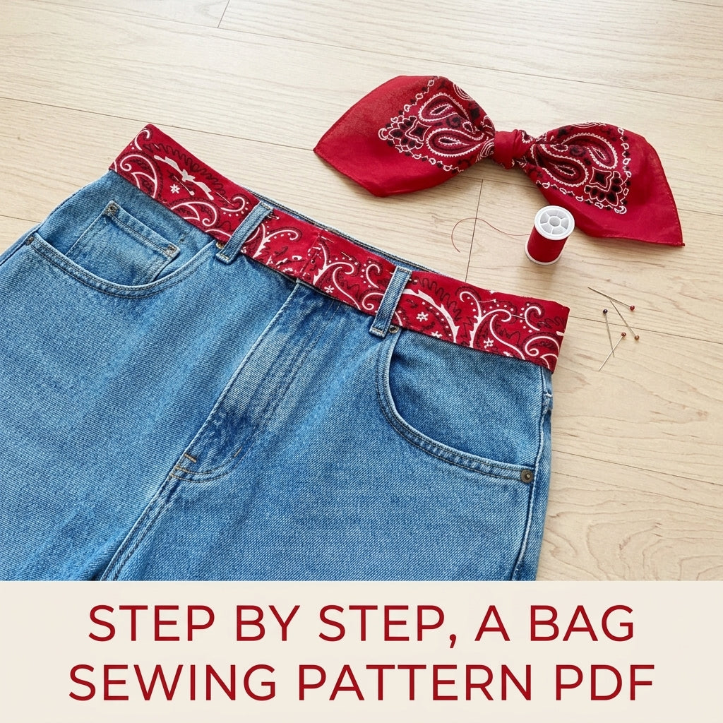 Bandana Bow Jeans Bag Sewing Pattern PDF – Upcycled Denim Shoulder Bag