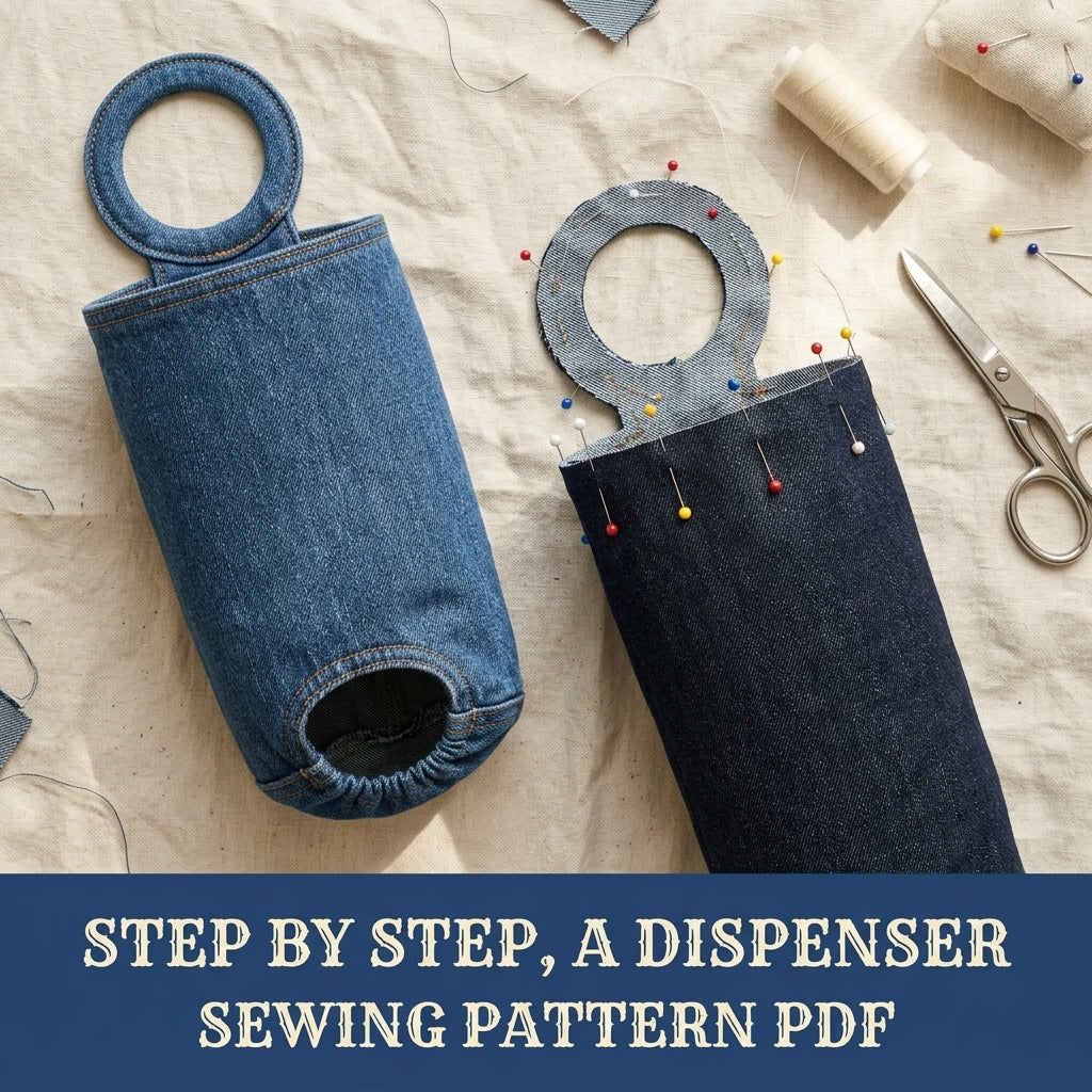 Denim Bag Dispenser Sewing Pattern PDF – Upcycled Jeans Plastic Bag Holder