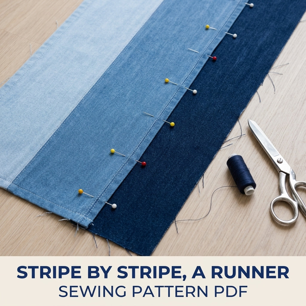 Ombré Denim Table Runner Sewing Pattern PDF – Upcycled Jeans Table Runner