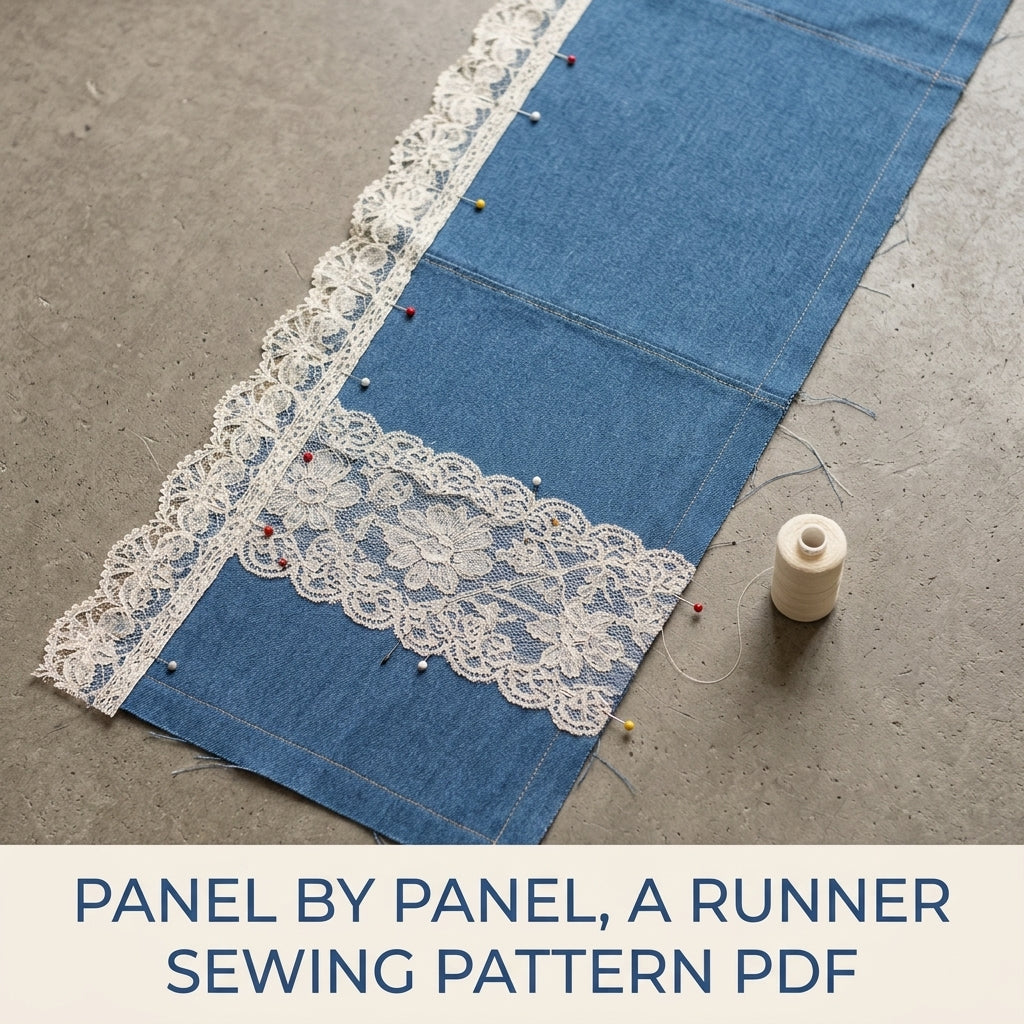 Denim Lace Table Runner Sewing Pattern PDF – Upcycled Jeans Table Decor