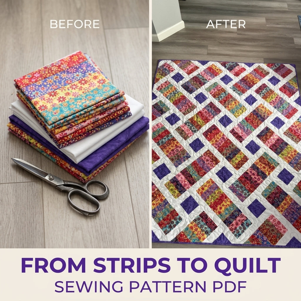 Strip Rectangle Lattice Quilt Sewing Pattern PDF – Jelly Roll Friendly Quilt