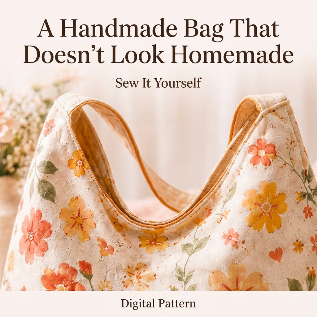 Floral Hobo Bag PDF Sewing Pattern | Slouchy Shoulder Bag with Single Strap | Beginner Bag Sewing Project | Instant Download