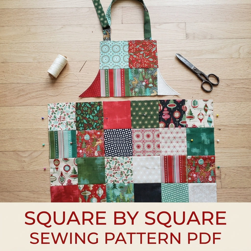 Christmas Patchwork Apron Sewing Pattern PDF – Charm Square Holiday Apron