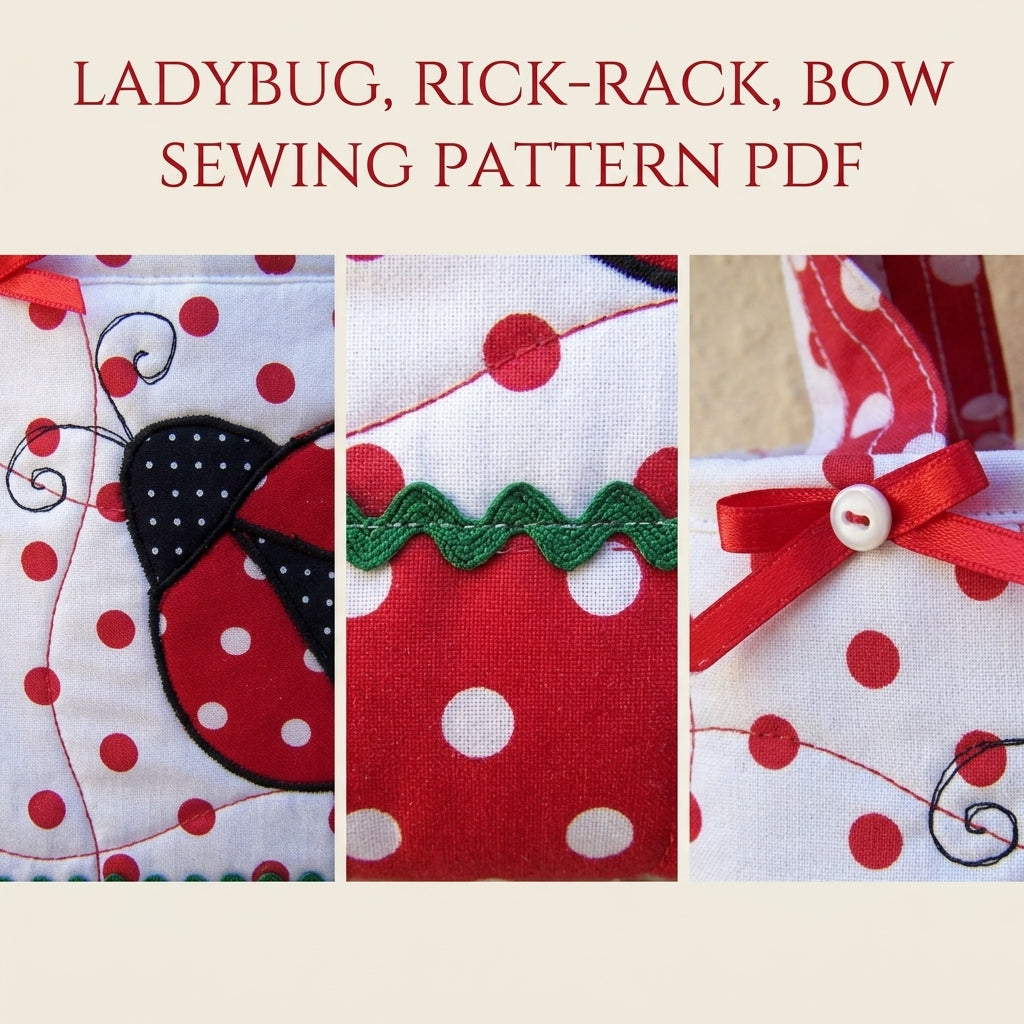 Ladybug Appliqué Mini Tote Sewing Pattern PDF – Kids Gift Bag