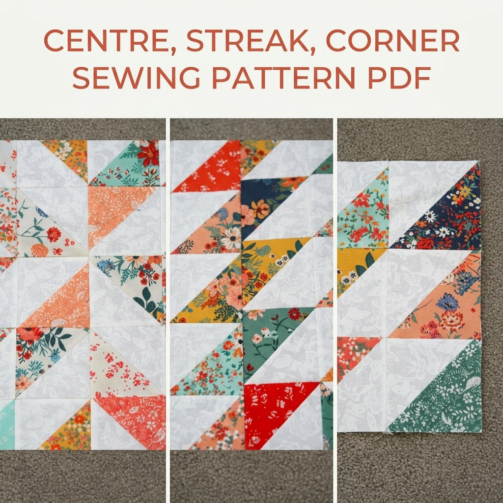 Floral Starburst Quilt Pattern PDF – Easy Half-Square Triangle Quilt for Fat Quarters