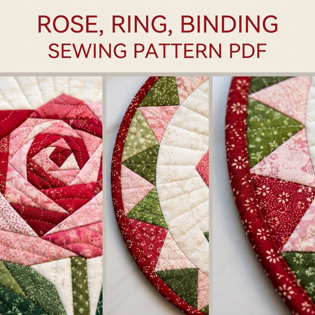 Rose Star Round Hot Pad Sewing Pattern PDF – Foundation Paper Pieced Rose