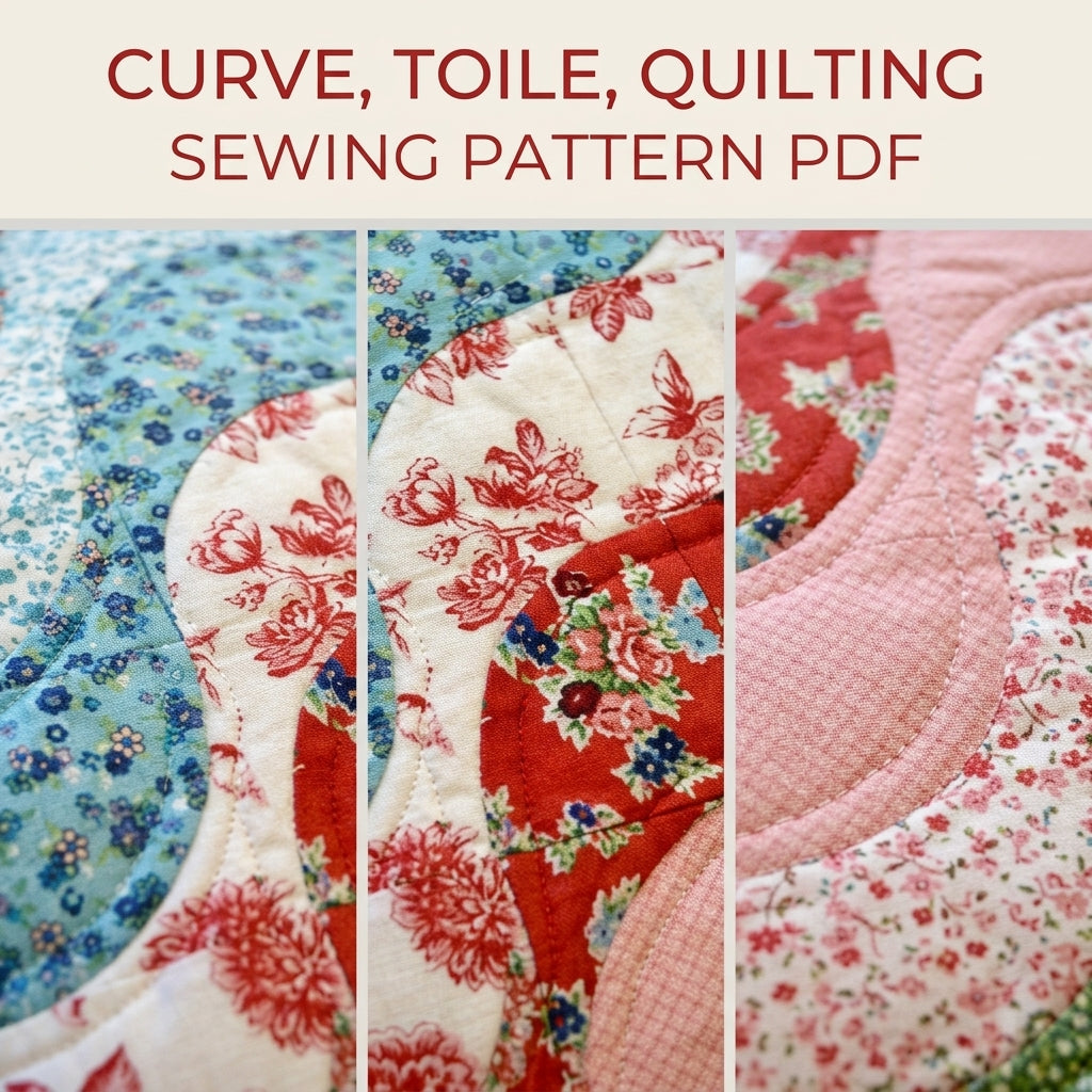 Wave Patchwork Cushion Sewing Pattern PDF – Curved Piecing Pillow
