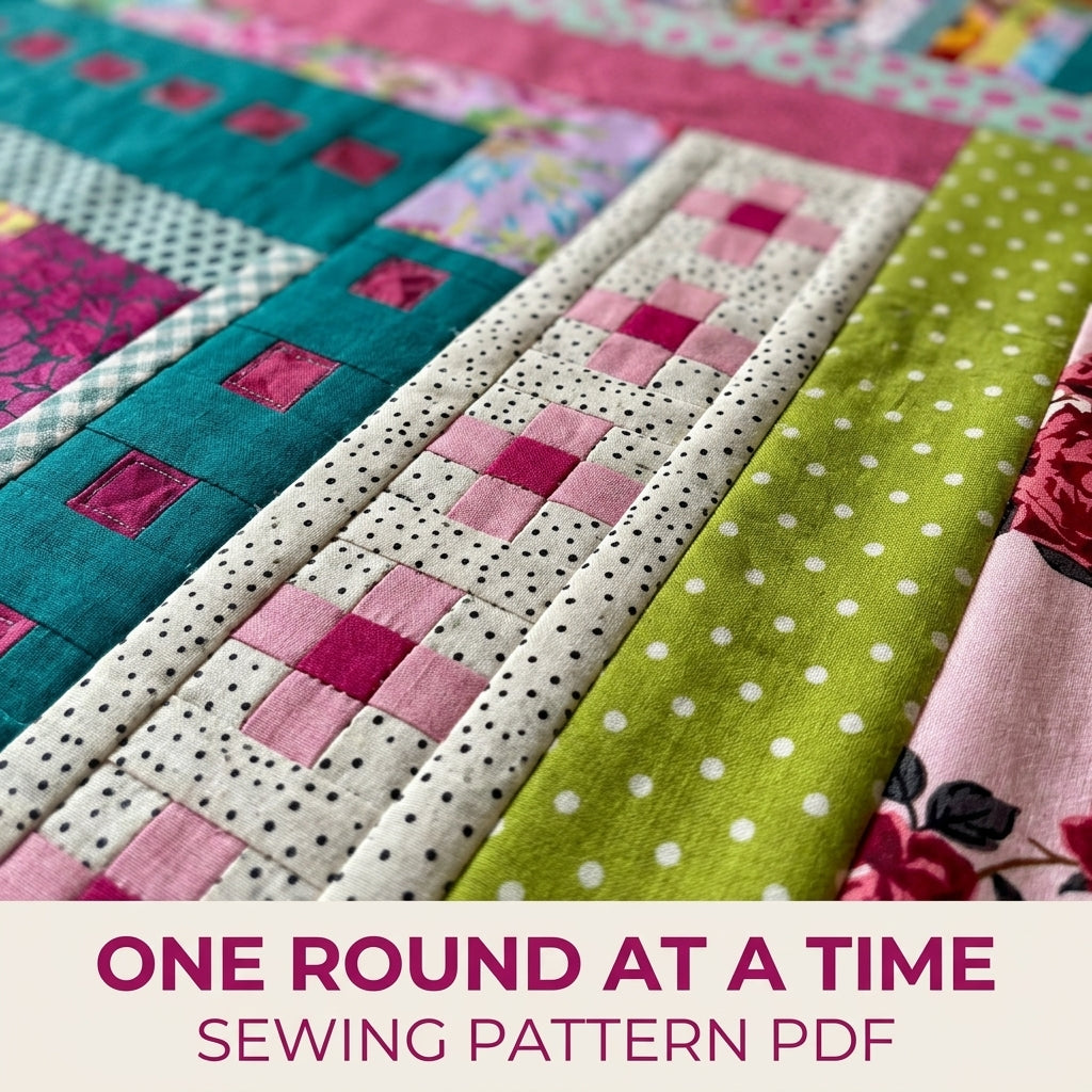 Bold Medallion Round Quilt Pattern PDF – Maximalist Scrappy Medallion Quilt