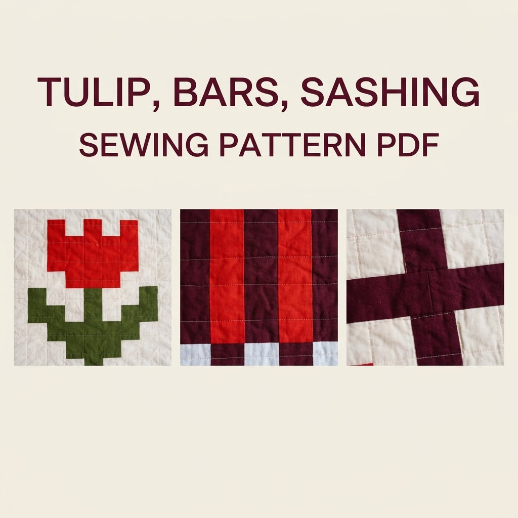Pixel Tulip Stripe Quilt Sewing Pattern PDF – Modern Tulip Quilt with Bar Rows