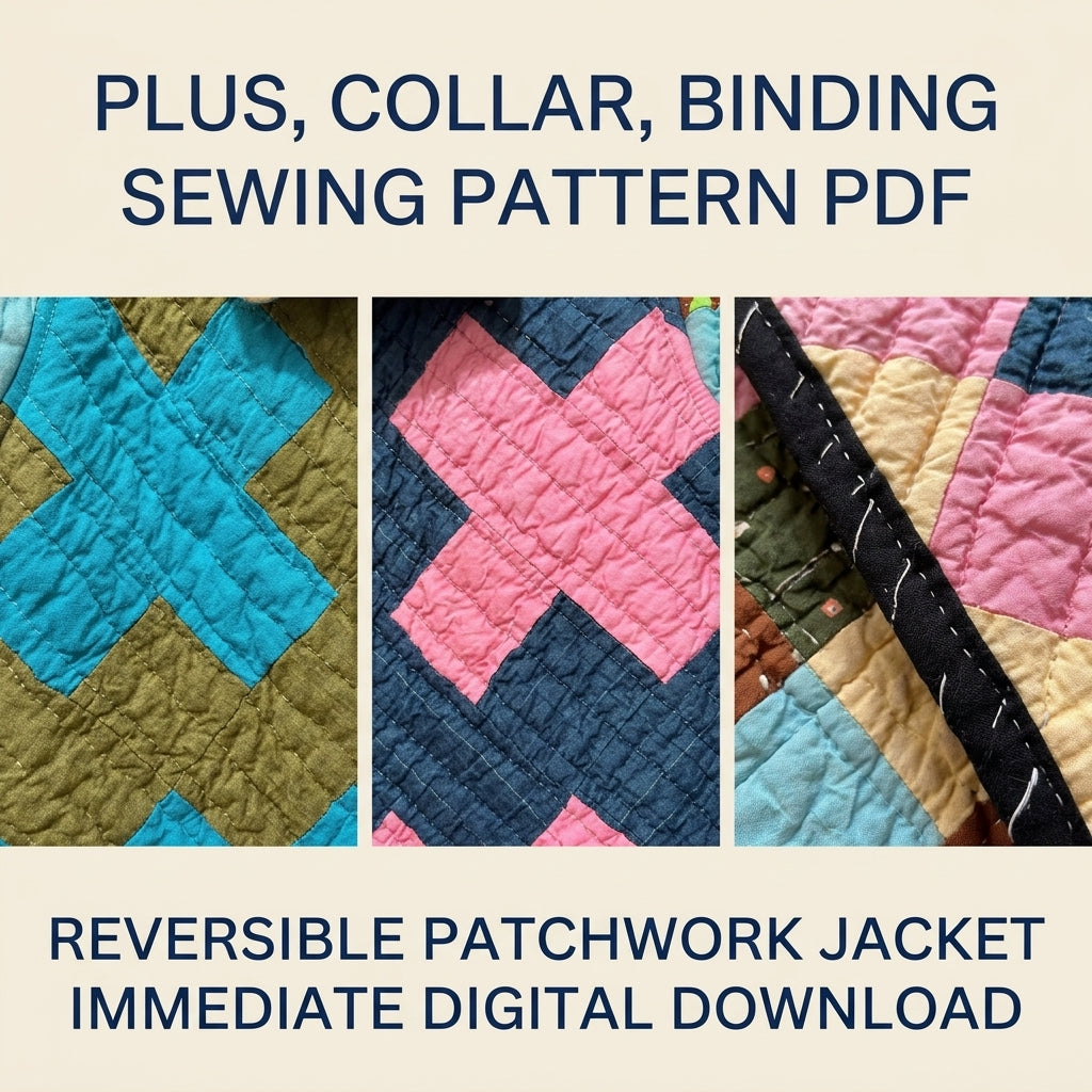 Cropped Plus Quilt Jacket Sewing Pattern PDF – Boxy Jacket from a Vintage Quilt