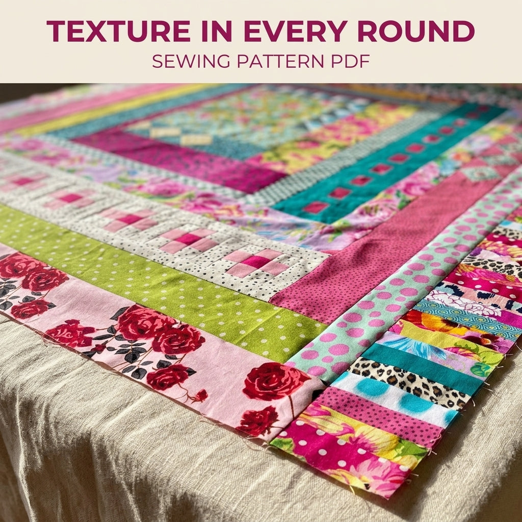 Bold Medallion Round Quilt Pattern PDF – Maximalist Scrappy Medallion Quilt