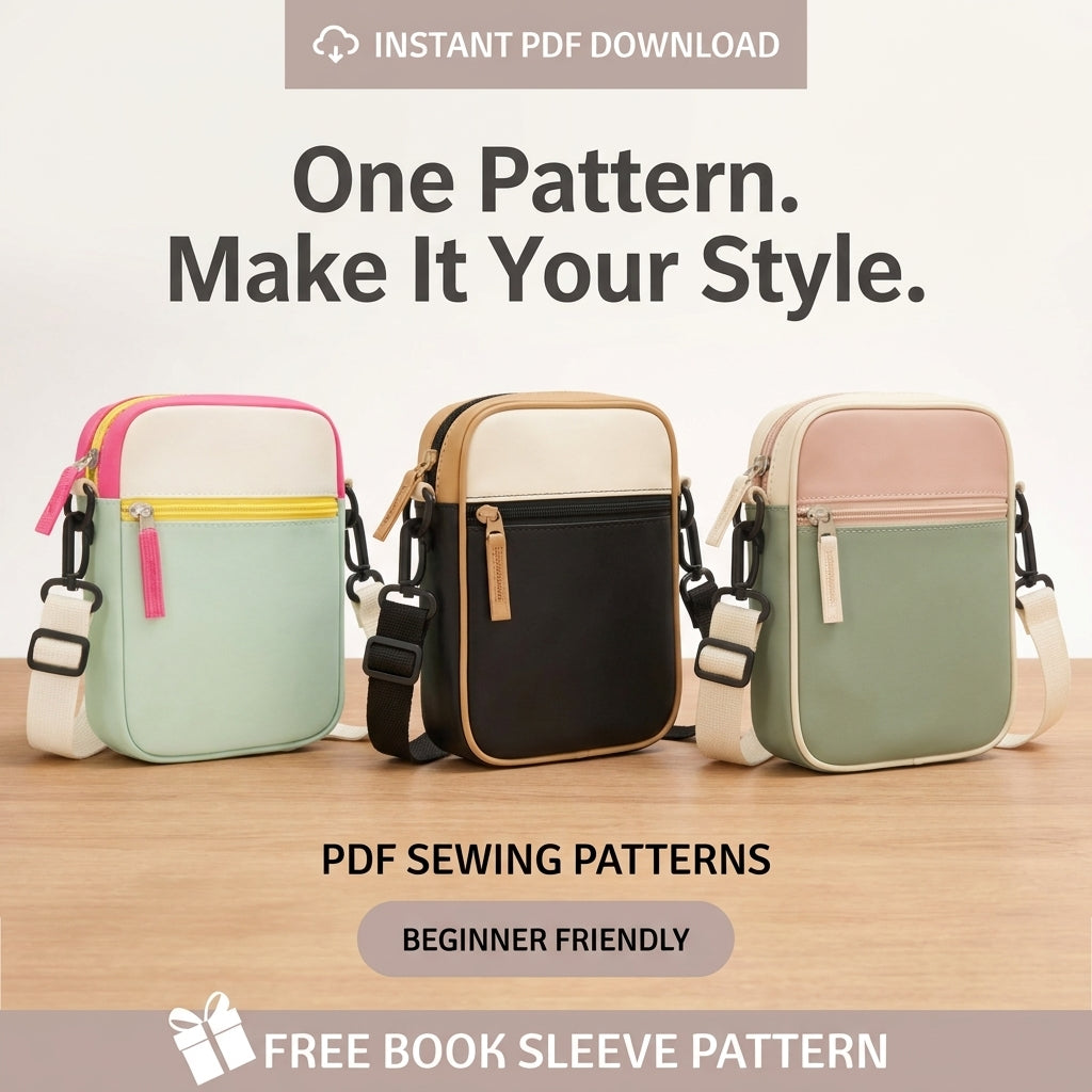 Phone Crossbody Bag Sewing Pattern — Two-Pocket Mini Bag with Adjustable Strap, Beginner Friendly, PDF Download