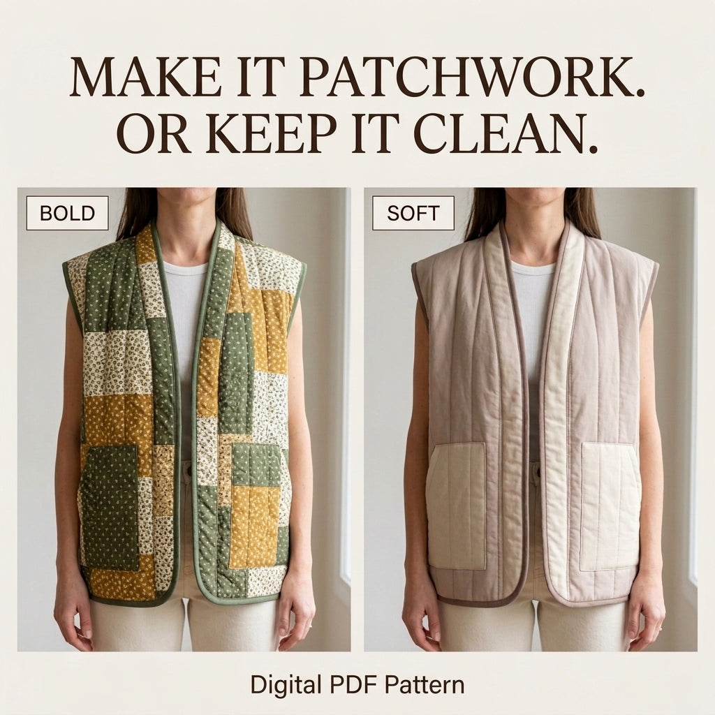 Reversible Quilted Vest – PDF Sewing Pattern
