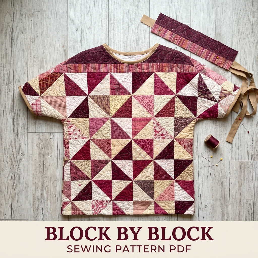 Pinwheel Quilted Top Sewing Pattern PDF – Boxy Dolman Sleeve Quilt Top