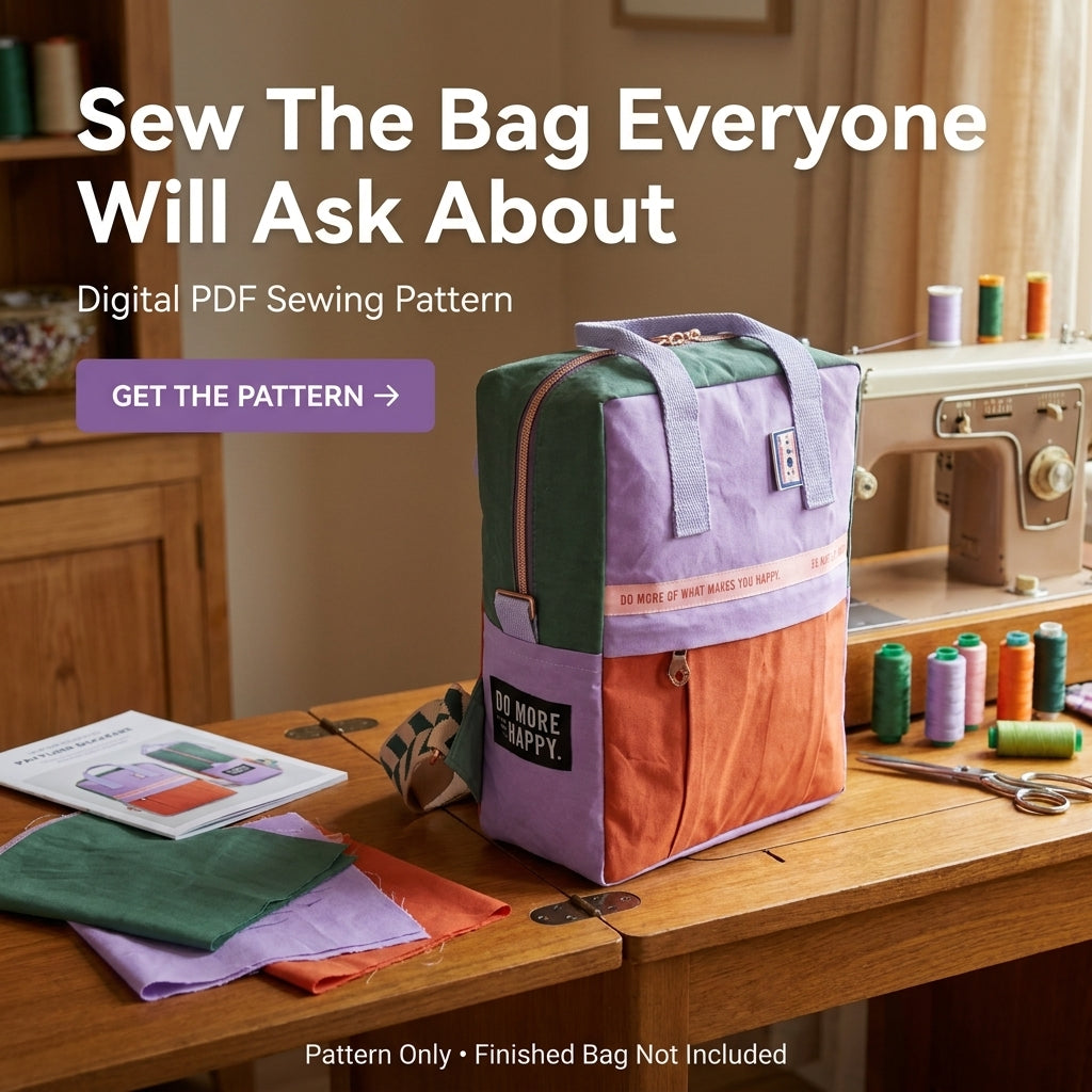 Colour Block Backpack PDF Sewing Pattern | Zip-Top Rucksack with Front Pocket | Intermediate Bag Sewing Project | Instant Download