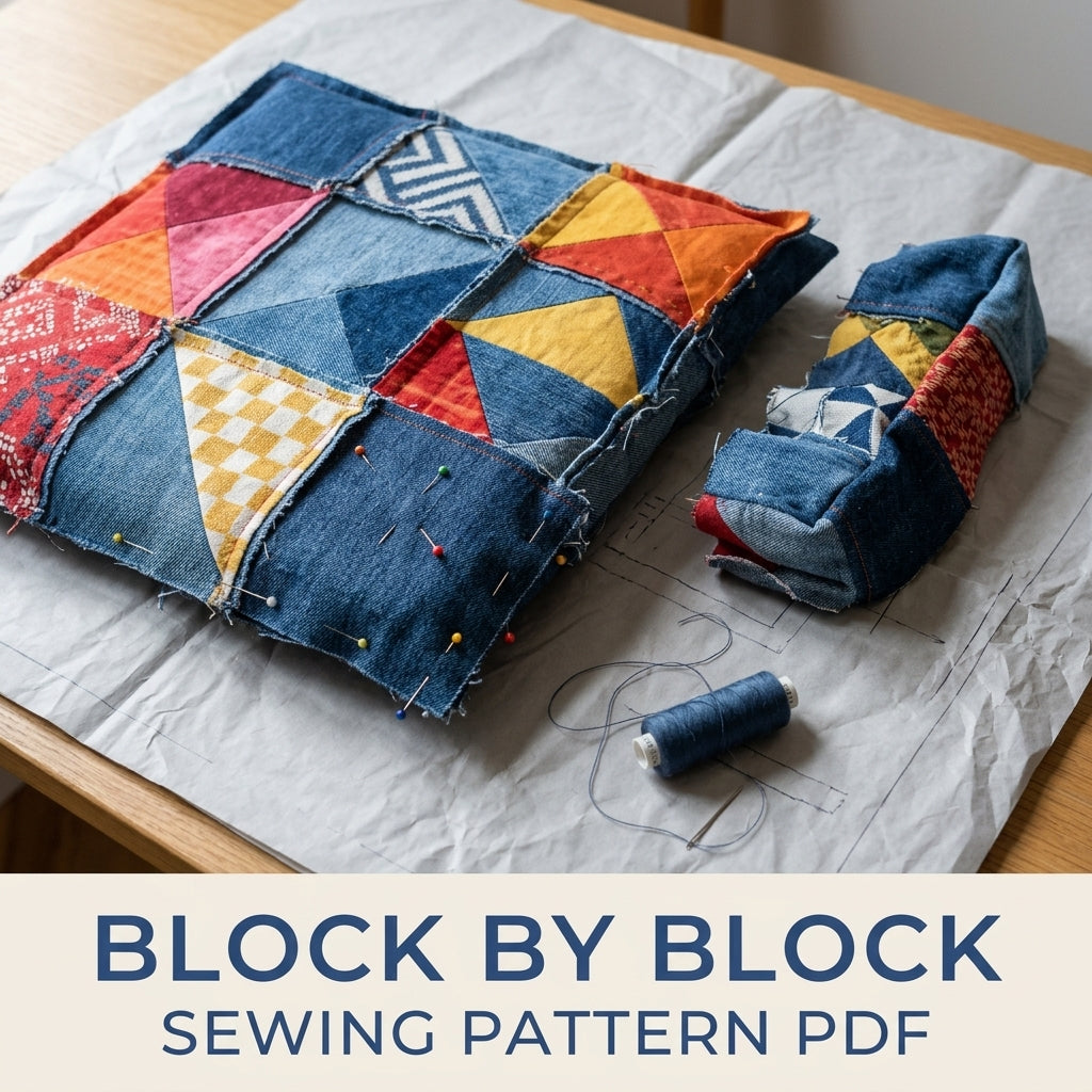 Denim Window Seat Cushion Sewing Pattern PDF – Upcycled Jeans Bench Pad