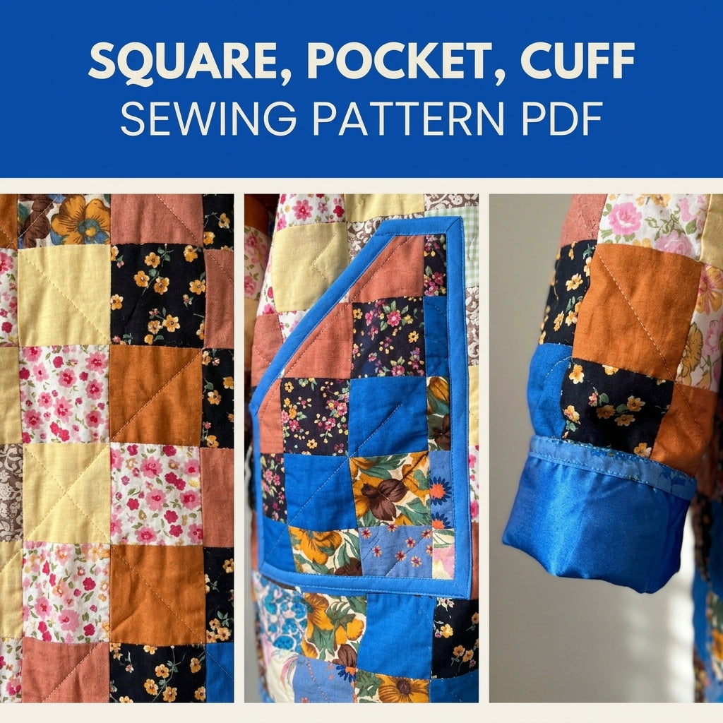 Squares Patchwork Jacket Sewing Pattern PDF – Checkerboard Squares Quilted Jacket