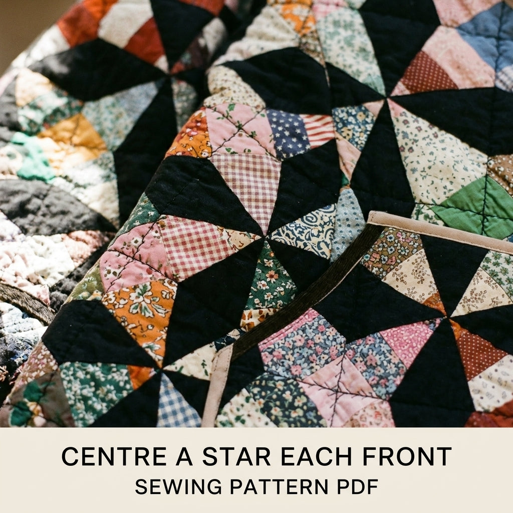 Kaleidoscope Quilt Jacket Sewing Pattern PDF – Cropped Quilt Coat