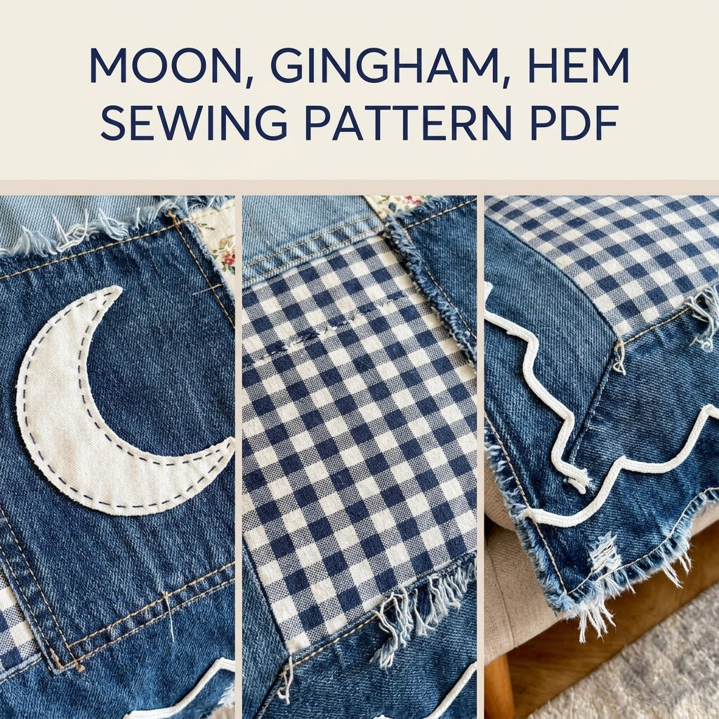 Denim Moon Sofa Cover Sewing Pattern PDF – Upcycled Jeans Throw