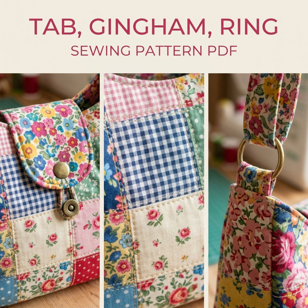 Floral Patchwork Hobo Bag Sewing Pattern PDF – Scrap Quilt Shoulder Bag