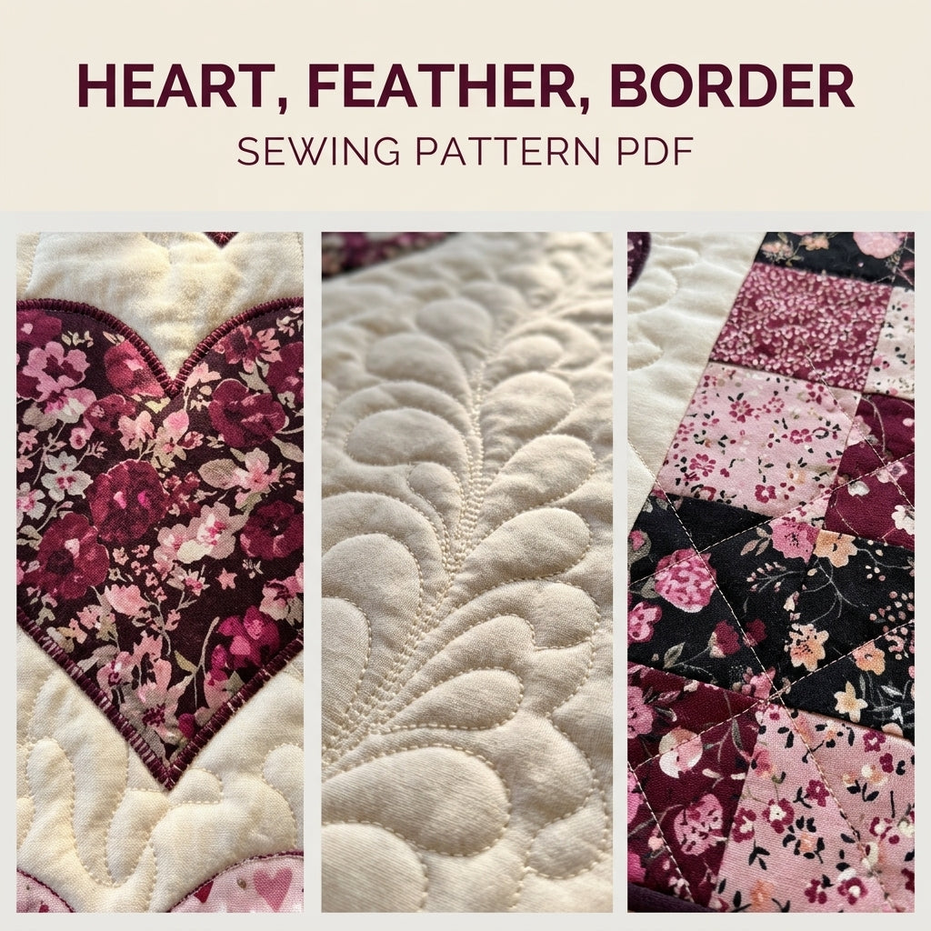 Heart Appliqué Table Runner Sewing Pattern PDF – Valentine Appliqué Quilted Runner