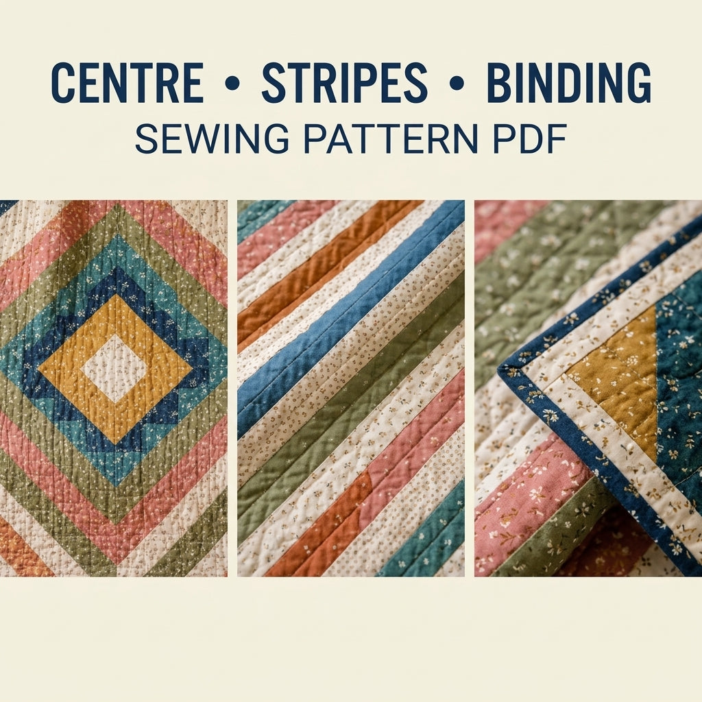 Diamond Medallion Quilt Pattern PDF – Concentric Diamond Strip Throw Quilt