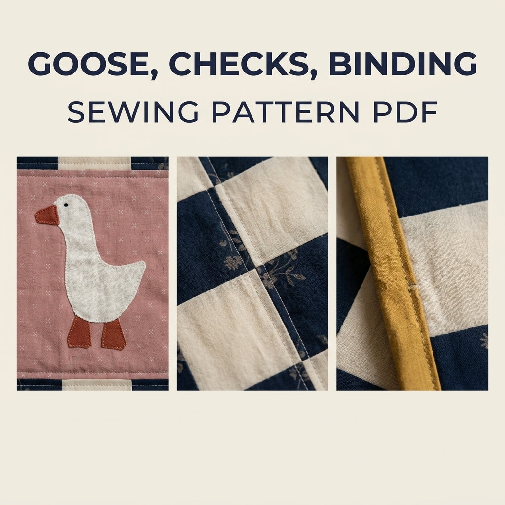 Goose Checkerboard Quilt Sewing Pattern PDF – Baby Quilt with Goose Appliqué