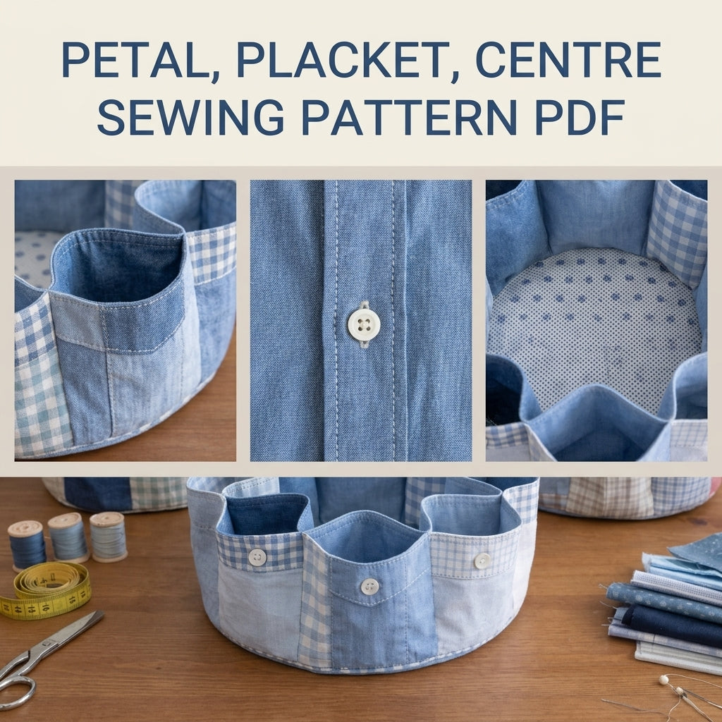 Shirt Pocket Petal Organizer Sewing Pattern PDF – Upcycled Shirt Sewing Caddy
