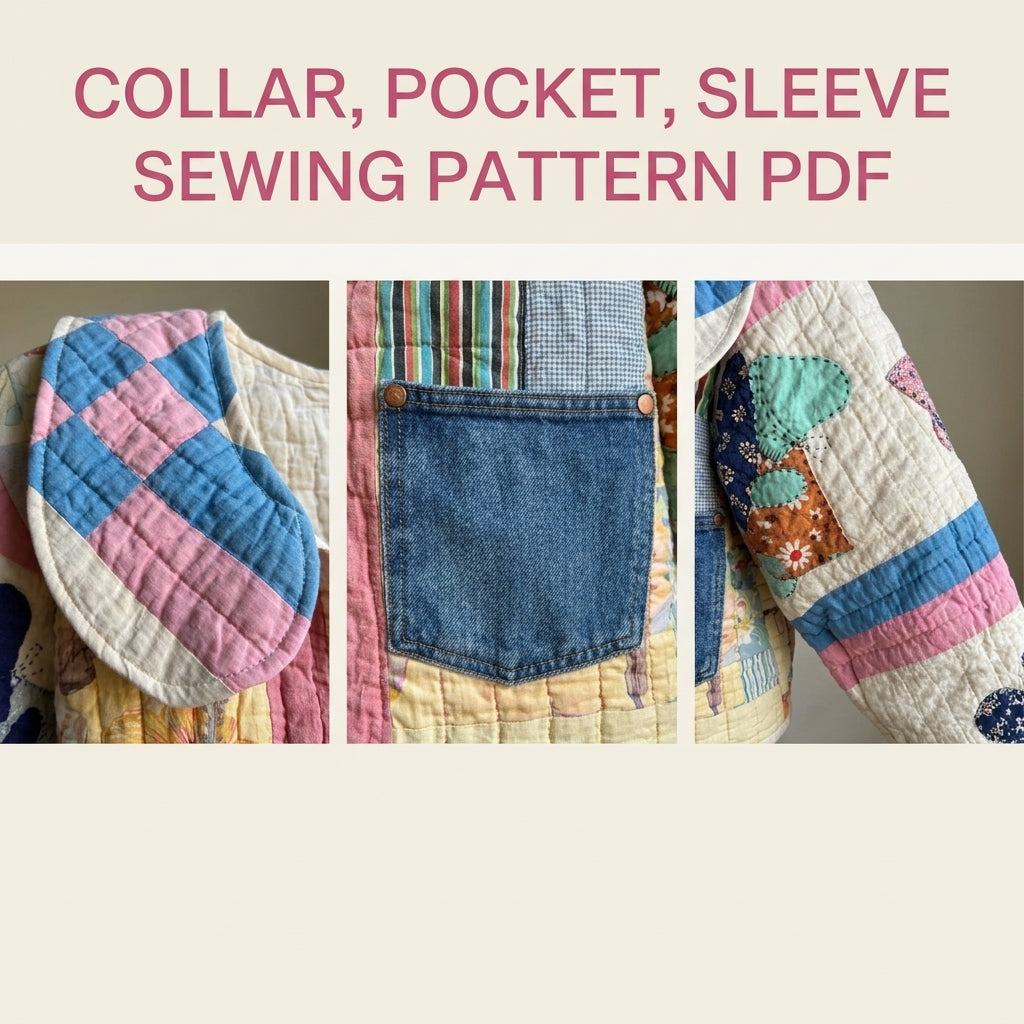 Round Collar Quilt Jacket Sewing Pattern PDF – Round Collar Jacket from a Vintage Quilt