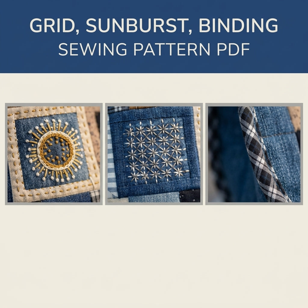 Embroidered Denim Hobo Bag Sewing Pattern PDF – Patchwork Bag with Hand Embroidery