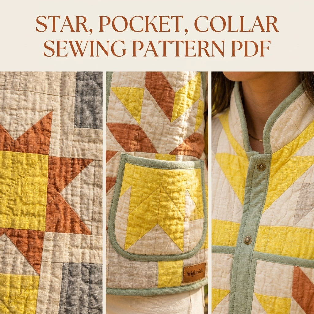 Lemon Star Quilt Jacket Sewing Pattern PDF – Boxy Quilted Coat