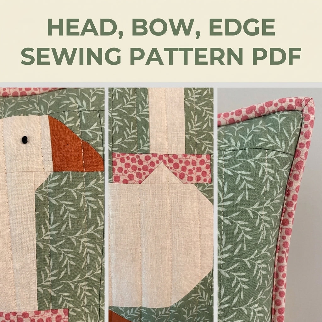 Goose Patchwork Cushion Sewing Pattern PDF – Pieced Goose Pillow with Bow