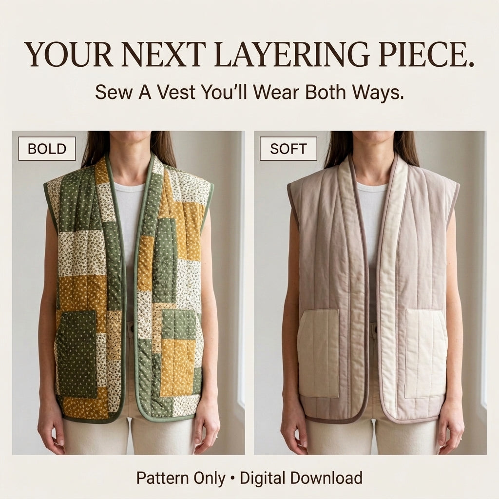 Reversible Quilted Vest – PDF Sewing Pattern