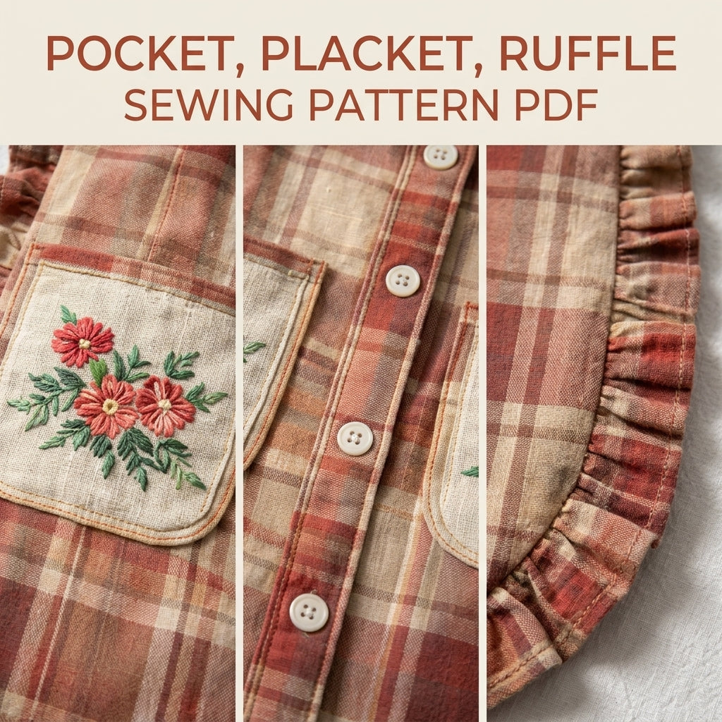 Ruffled Shirt Tote Sewing Pattern PDF – Upcycled Shirt Bag with Embroidered Pockets