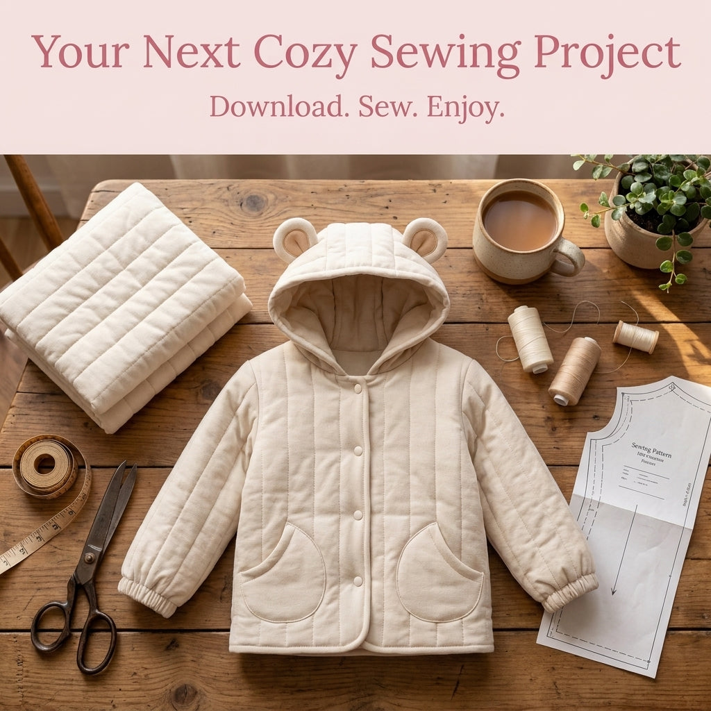 Kids' Quilted Jacket Sewing Pattern – Hooded Jacket with Bear Ears