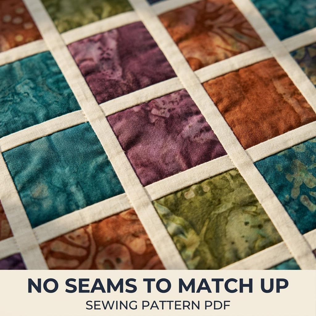 Modern Mosaic Quilt Pattern PDF – Small Squares Throw Quilt with Narrow Sashing for Batik Fabrics