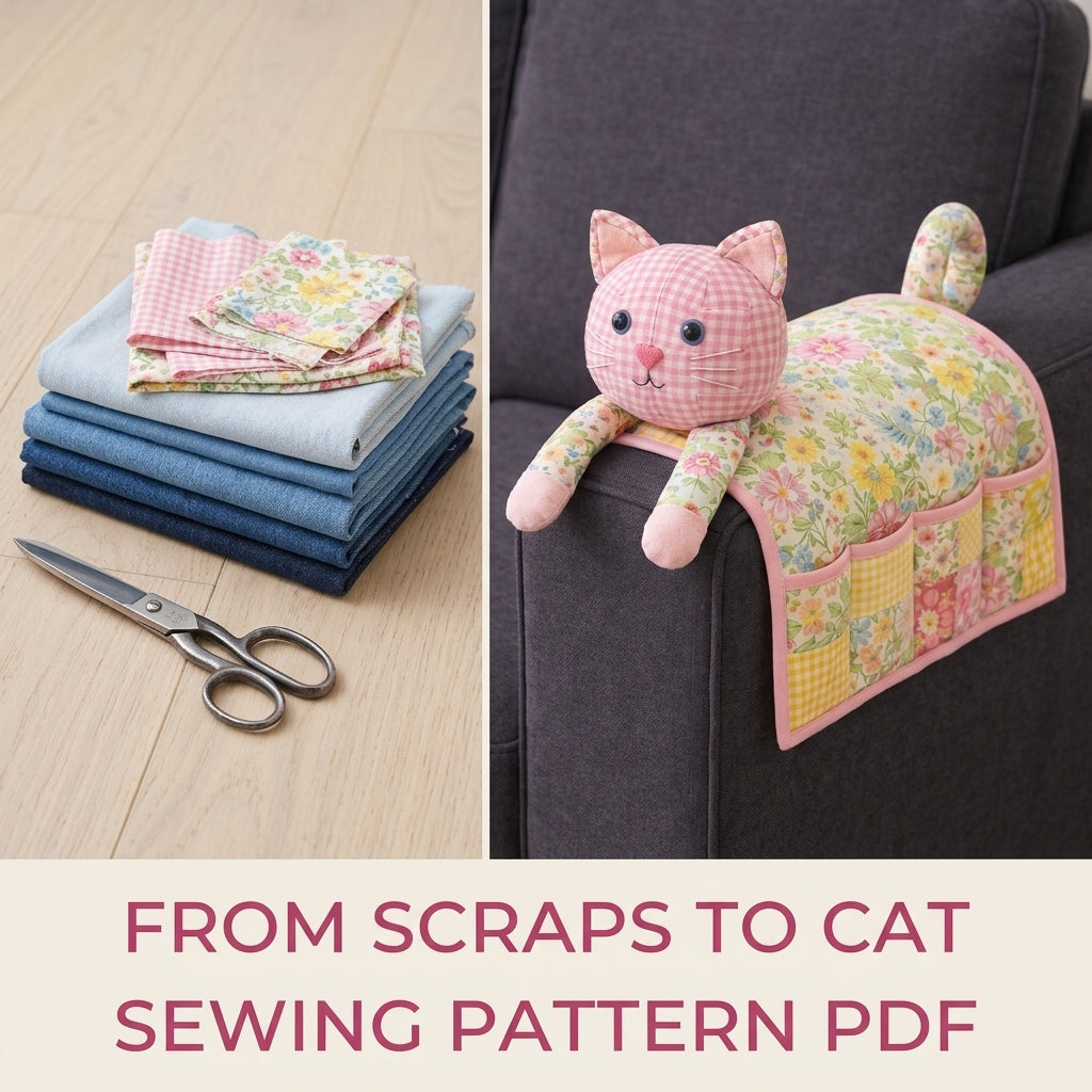 Cat Armrest Caddy Sewing Pattern PDF – Sofa Organizer with Pockets