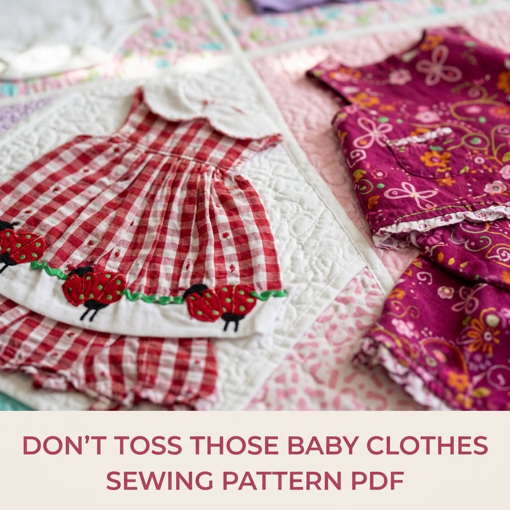 Framed Outfit Memory Quilt Sewing Pattern PDF – Whole Baby Clothes Appliqué Keepsake