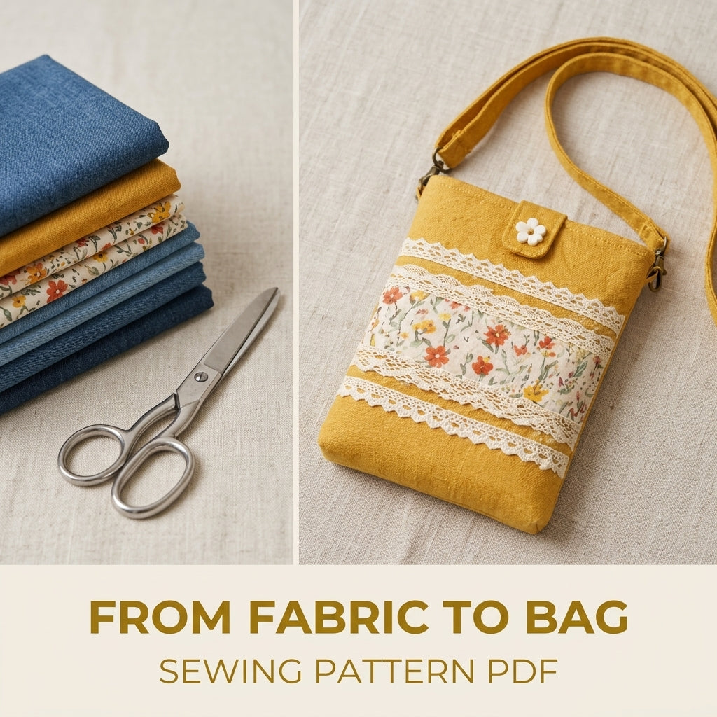 Lace Band Phone Crossbody Bag Sewing Pattern PDF – Small Phone Purse