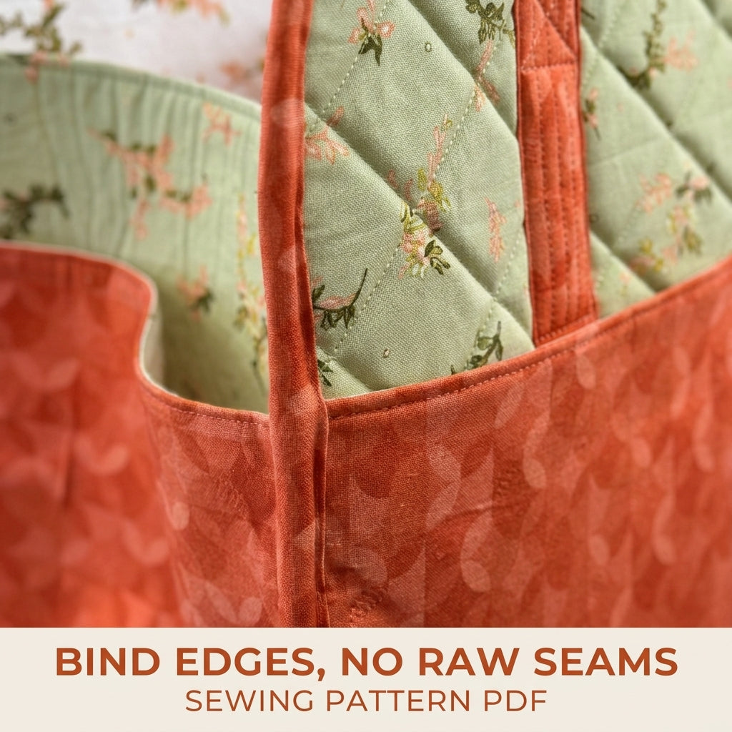 Quilted Craft Carry-All Sewing Pattern PDF – Large Project Tote with Pockets