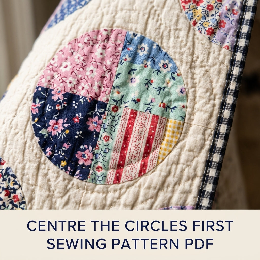 Circle Quarters Quilt Jacket Sewing Pattern PDF – Boxy Shawl Collar Jacket from a Vintage Quilt