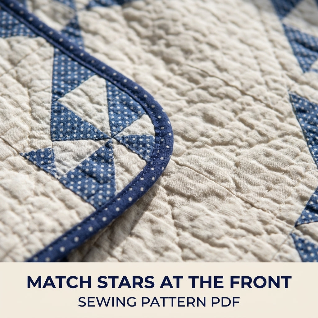 Blue Star Quilt Jacket Sewing Pattern PDF – Tie Collar Jacket with Gathered Back Yoke