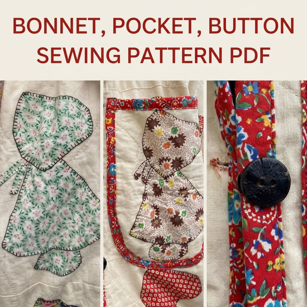 Bonnet Girl Quilt Jacket Pattern PDF – Vintage Appliqué Quilt Coat