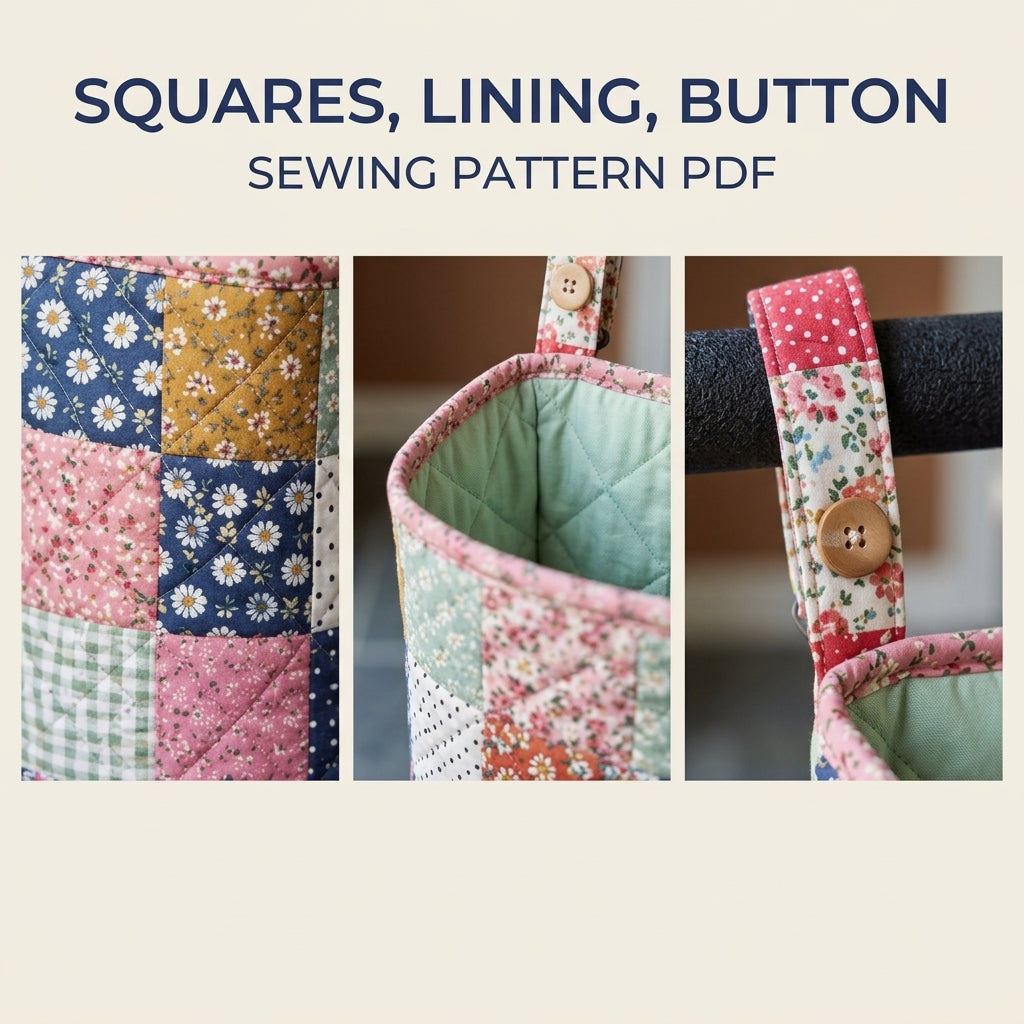 Patchwork Car Seat Bag Sewing Pattern PDF – Quilted Hanging Car Organiser