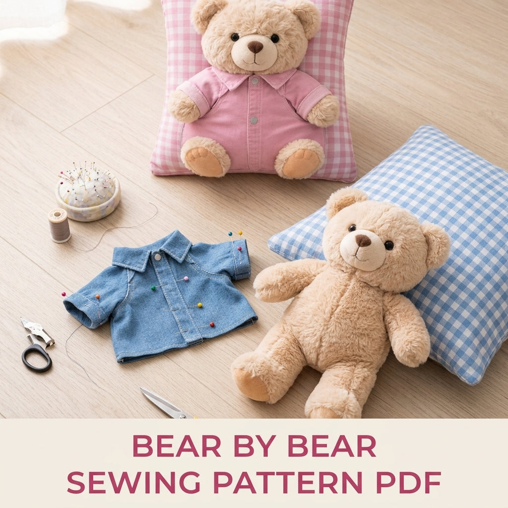 Teddy Bear Pocket Pillow Sewing Pattern PDF – Nursery Pillow with Plush Bear