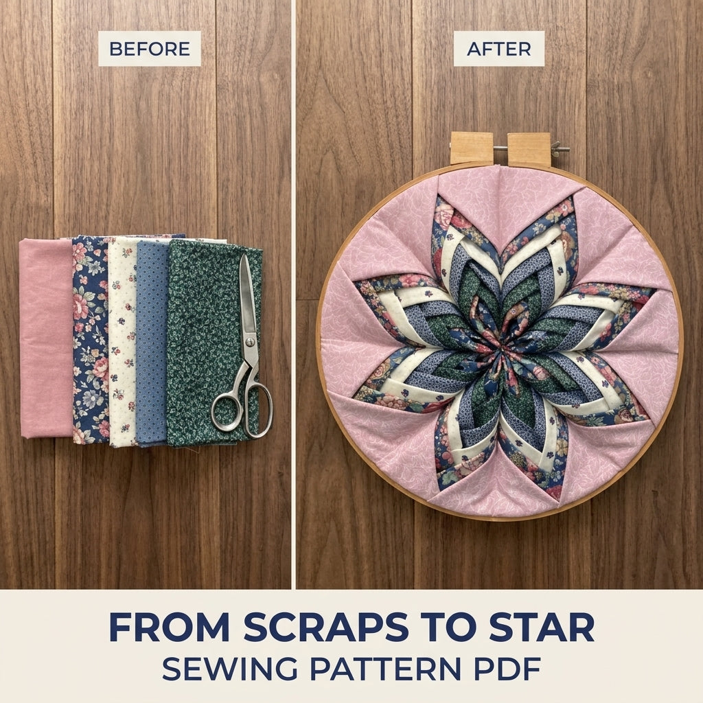 Folded Star Hoop Art Sewing Pattern PDF – Fabric Star Wall Decor