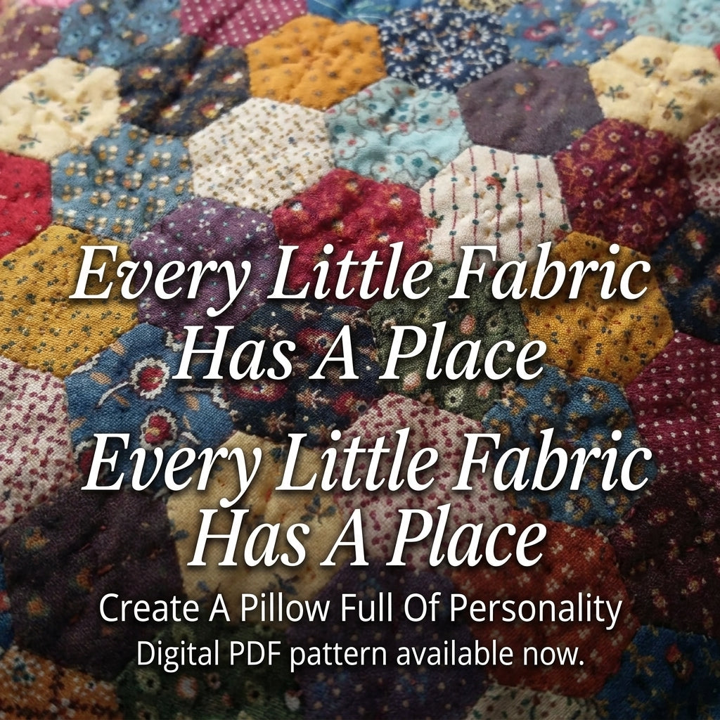 Scrappy Hexagon Cushion Pattern | English Paper Piecing Hexie Pillow Cover | Beginner Hand-Sewing Project | PDF Instant Download