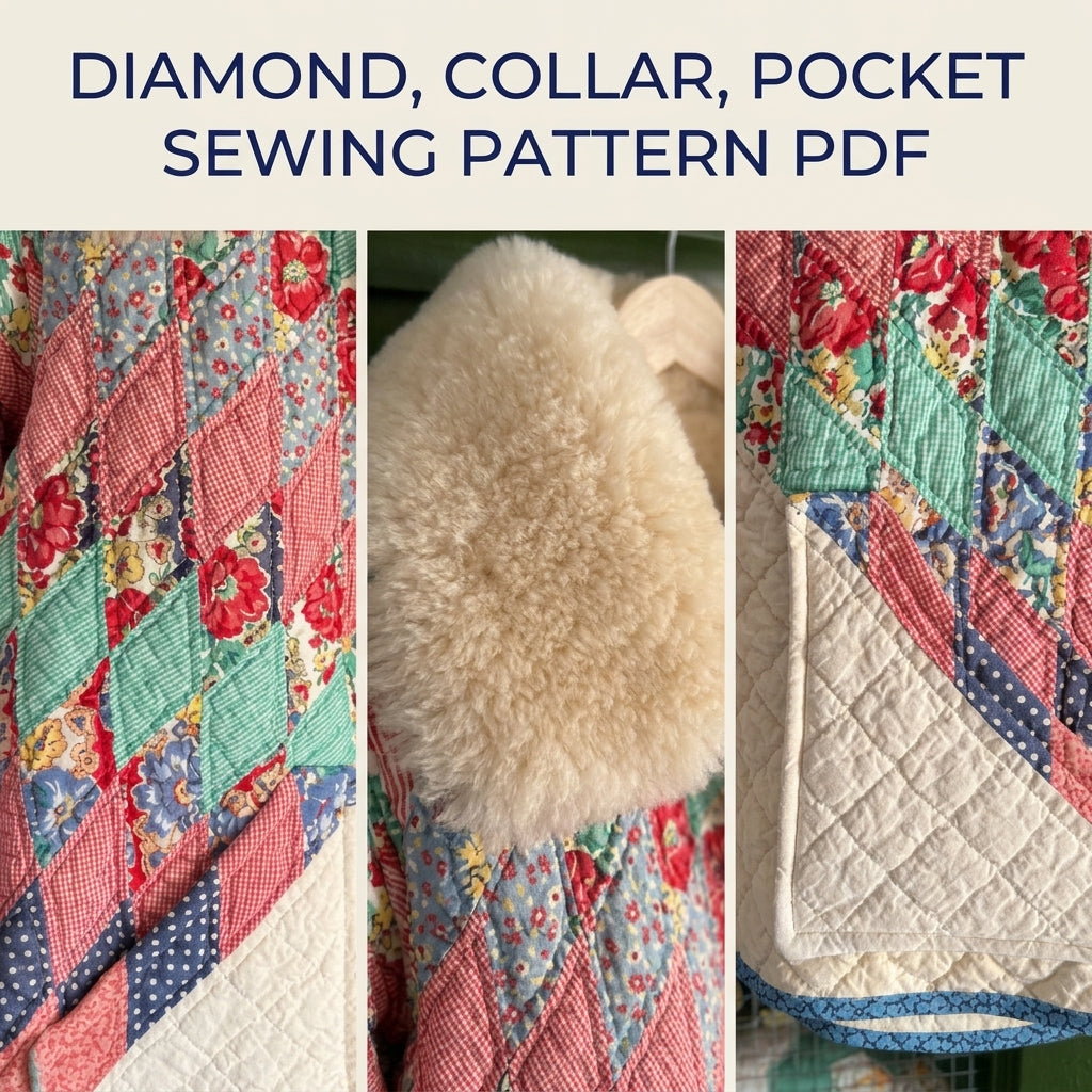 Star Quilt Jacket with Fleece Collar Sewing Pattern PDF – Upcycled Quilt Coat