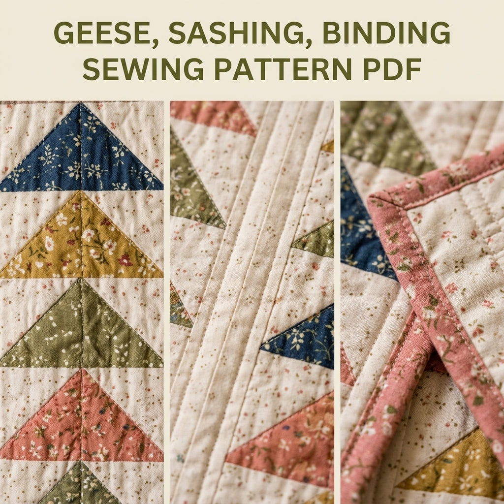 Flying Geese Columns Quilt Pattern PDF – Traditional Throw Quilt with Sashed Geese Columns